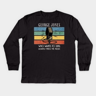 george jones/ vintage microphone art Kids Long Sleeve T-Shirt